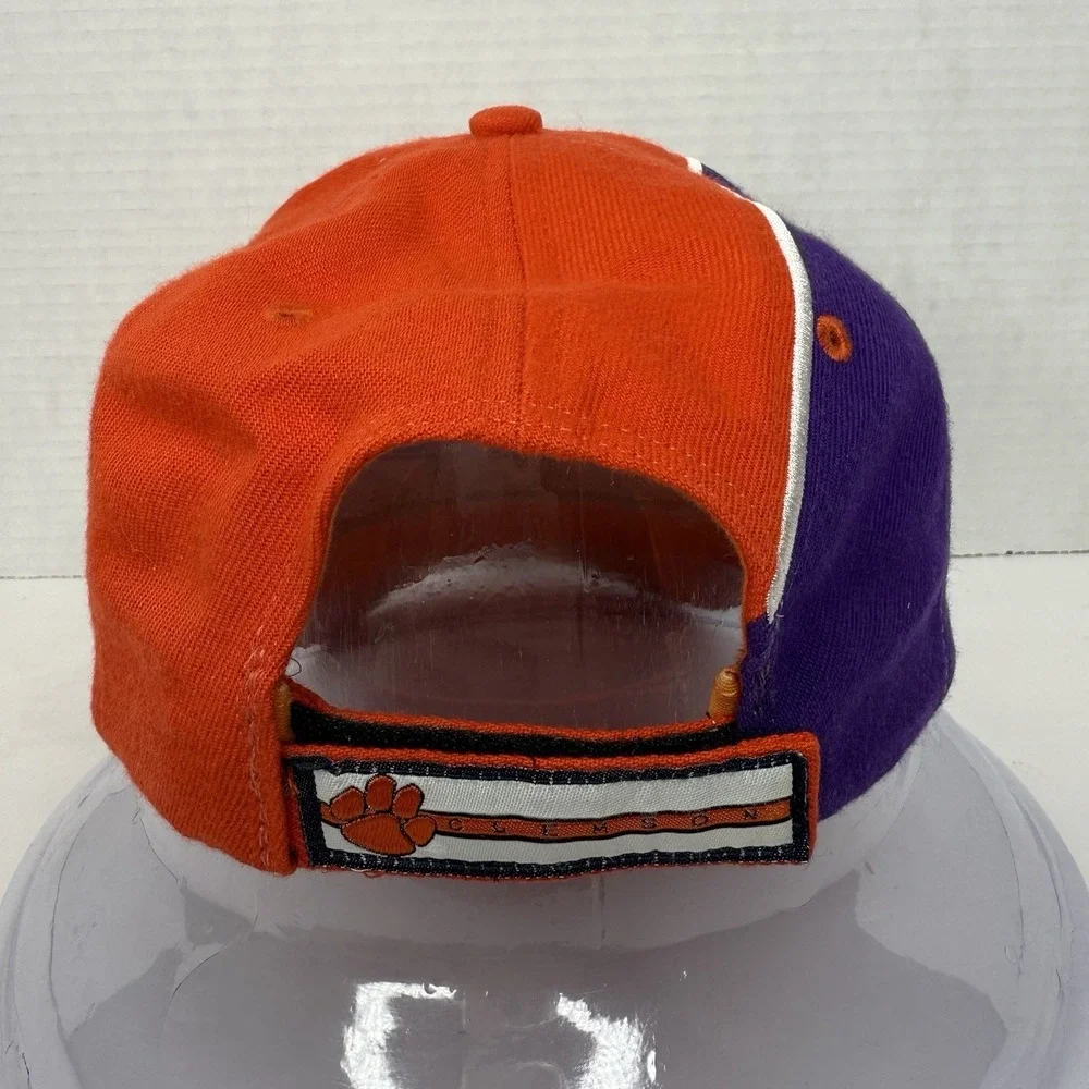 Clemson University Tigers Y2K Two Tone Spilt Adjustable Hat Cap NCAA Purple